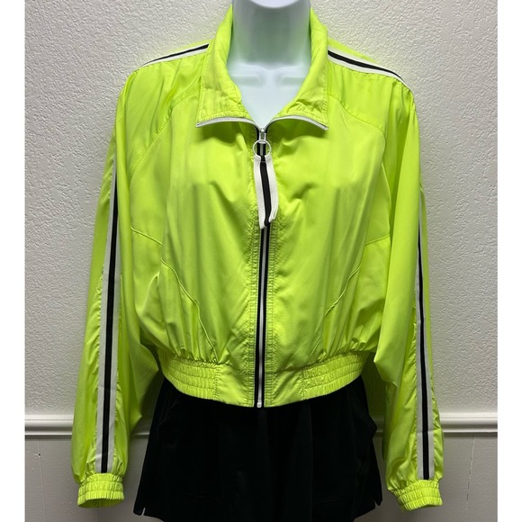 New! Love Tree Women’s Sz M Green Long Sleeve Cropped Zip Up Windbreaker, V567 - Picture 5 of 16
